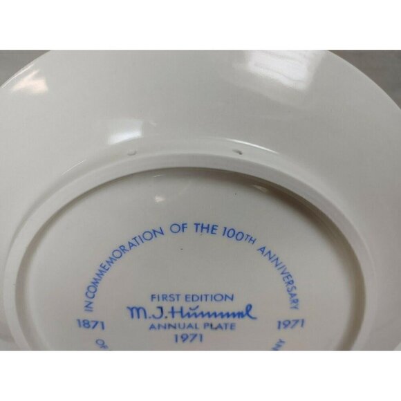 M J Hummel 1971 Hand Painted Porcelain First Edition 100 Years Angel Plate VTG - Picture 9 of 10